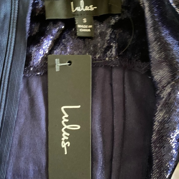 Lulus NWT Stunning Ways Navy Blue Velvet Mini Dress Size Small - Picture 5 of 5